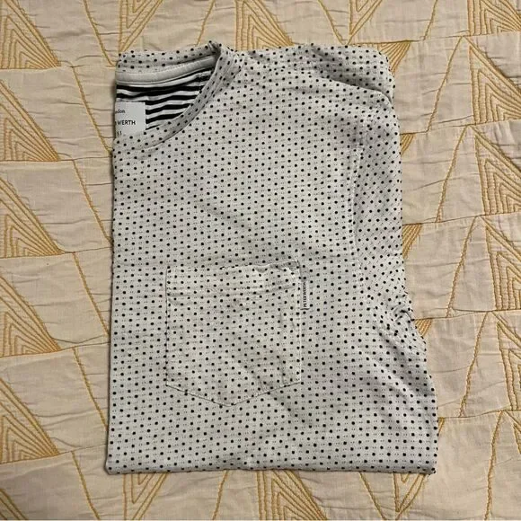 ⭐️MUST GO free ship! Peter Werth Men’s Bridger Tee - Textured White + Navy Small - Picture 3 of 13